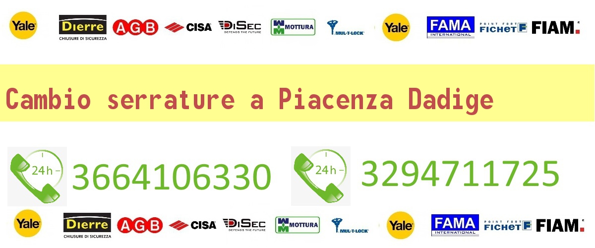 Cambio serrature Piacenza Dadige
